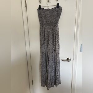 Free People Little of Your Love Smocked Ditsy Floral Wide Leg Jumpsuit - Large